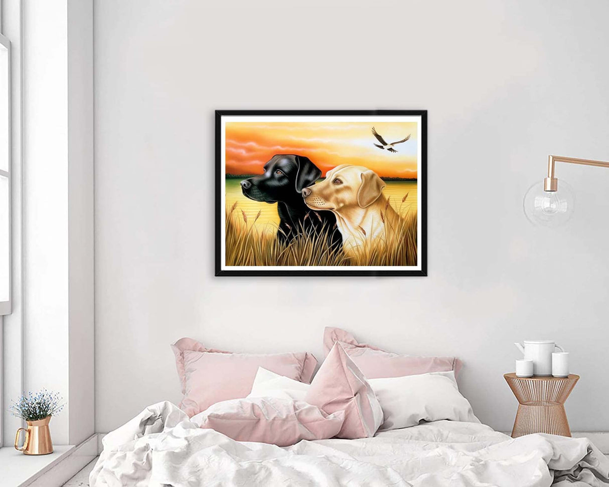 VAIIEYO Diamond Art Kits for Adults Dog, Diamond Painting Puppy Animal, Paint by Numbers Pet Full Drill Round Rhinestone Craft Canvas for Home Wall Decor Gift 12x16 inch VAIIEYO