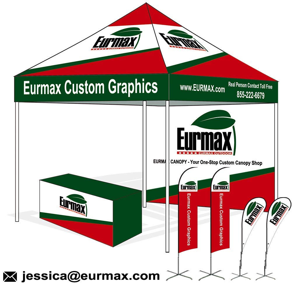 Eurmax USA 10'x10' Pop-up Canopy Tent Commercial Instant Canopies with 4 Removable Zipper End Side Walls and Roller Bag, Bonus 4 SandBags(White) Eurmax