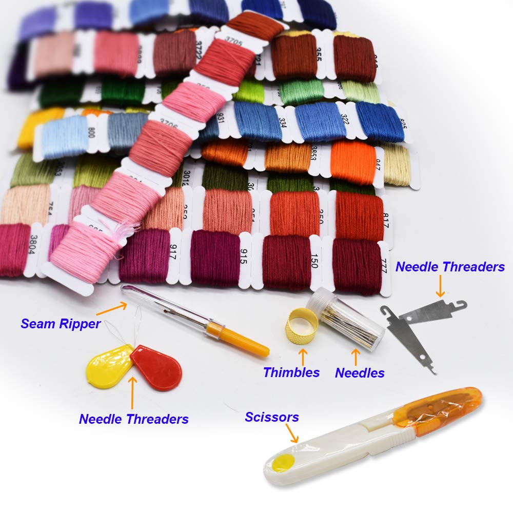 98 Color Embroidery Floss Cross Stitch Cotton Threads Bracelet String with Organizer Storage Cross Stitch Tools Embroidery Kit for Beginners Cross Stitch/Friendship Bracelets/Tassels/Crafts HDST-HOME