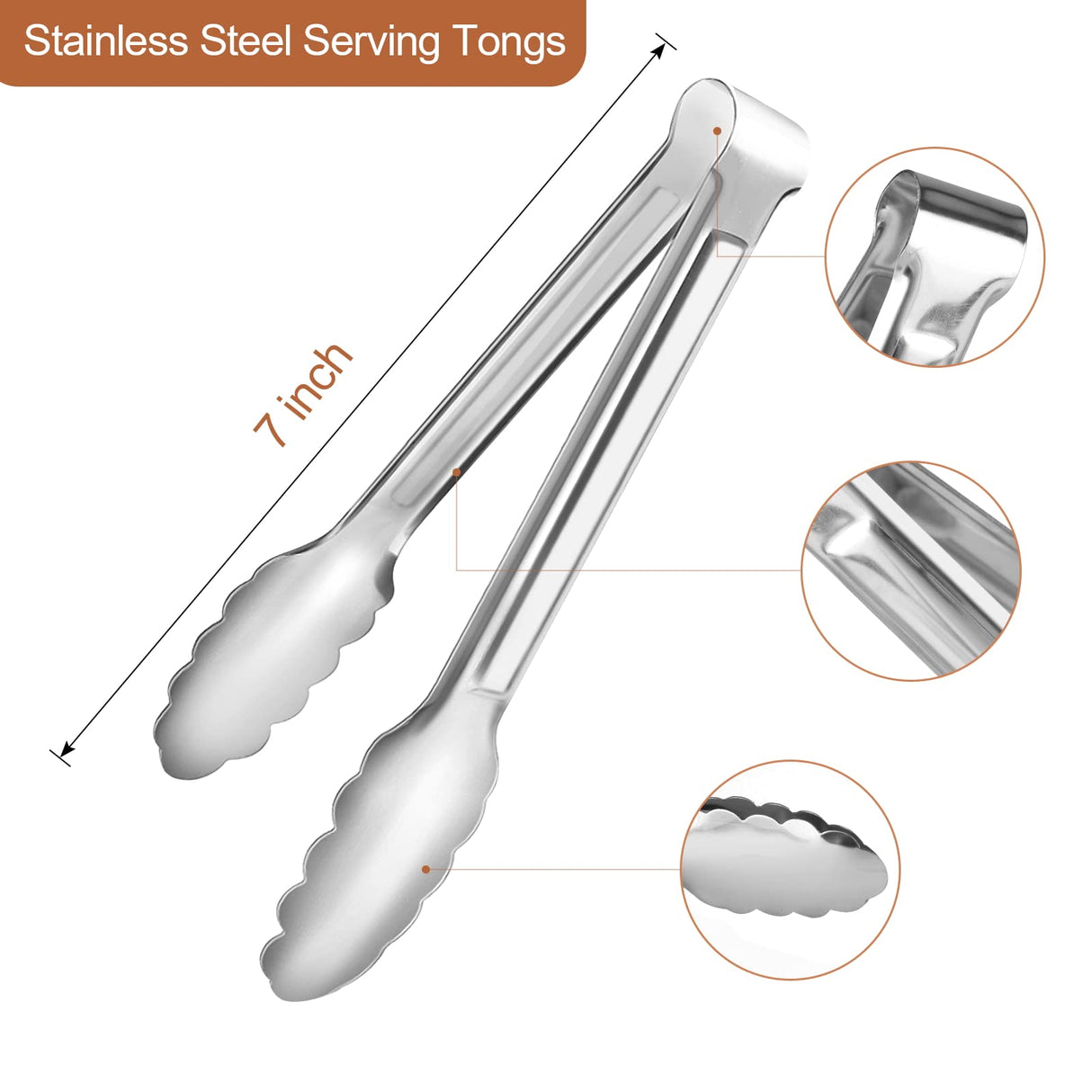 6 Pack Serving Tongs Kitchen Tongs, Buffet Tongs, Stainless Steel Food Tong Serving Tong, small tongs Dmoera