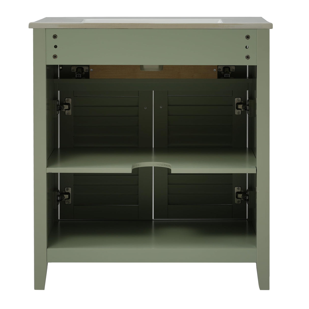 Merax 30" Bathroom Vanities with Sink Set, Modern Bathroom Integrated Sink Cabinet with Pull Down Drawer, Wood Stripes,Freestanding Bathroom Sink Cabinet (Green) Merax