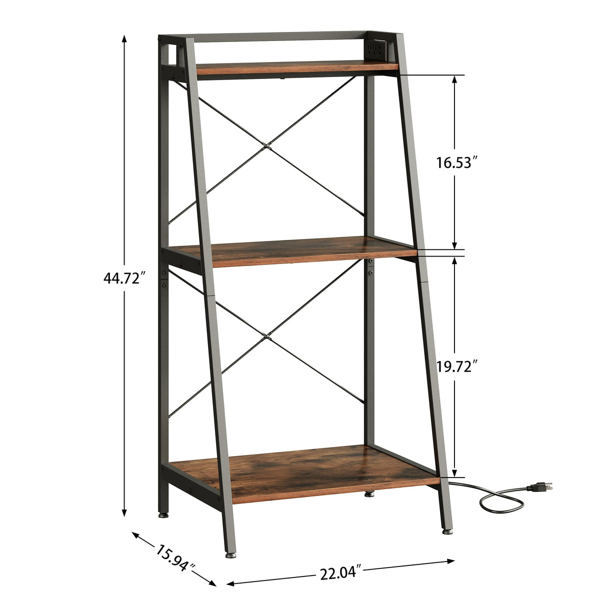 Herture 5-10 Gallon Fish Tank Stand with Shelf, Metal Frame Aquarium Stand with Storage and Power Outlet, for 2 x Fish Tank, 20.47" L*15.11" W Reptile Tank Rustic Brown PG10YGN Herture