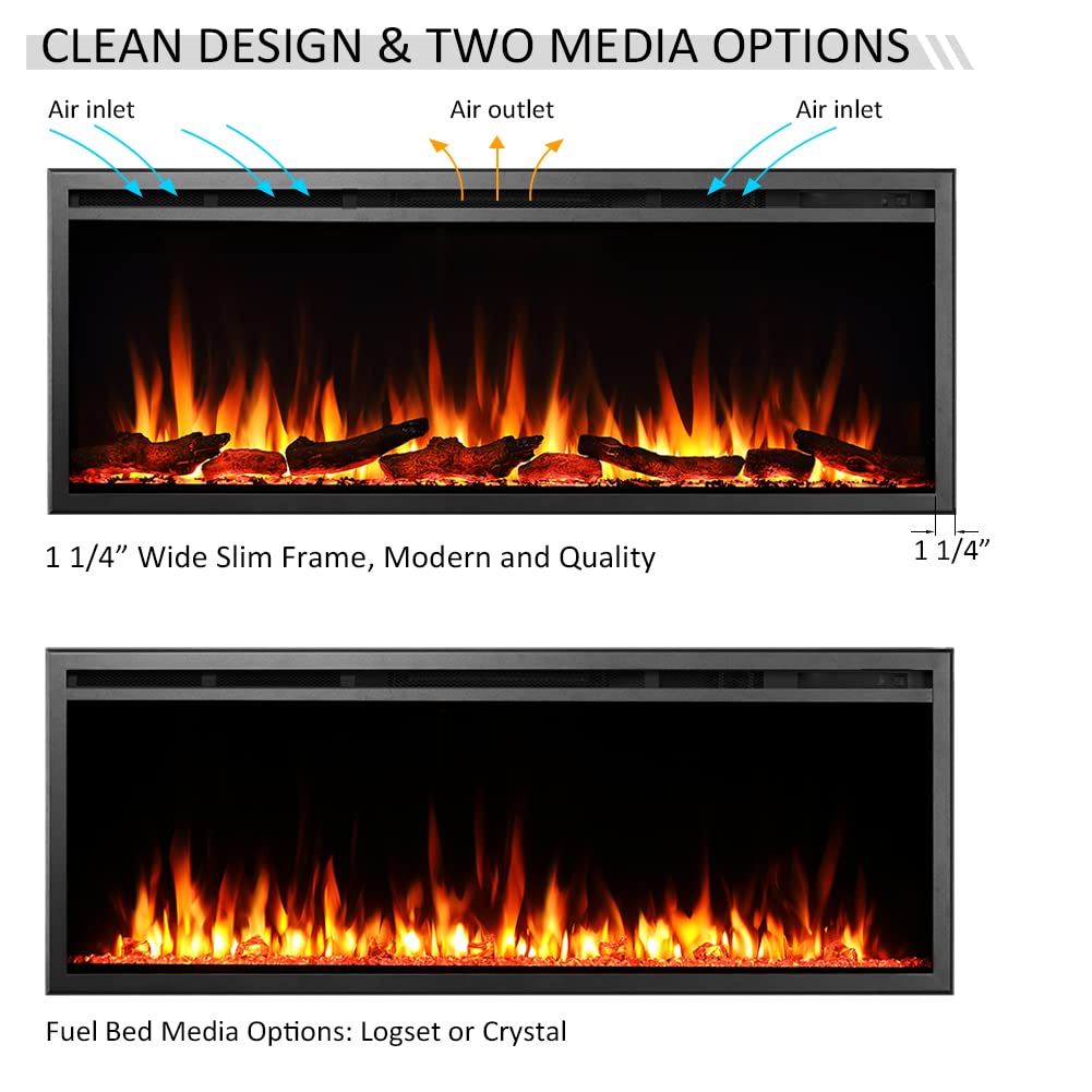 LegendFlame 50" W Austin in Wall Recessed & Wall Mounted Electric Fireplace (EF287A) Legend Flame