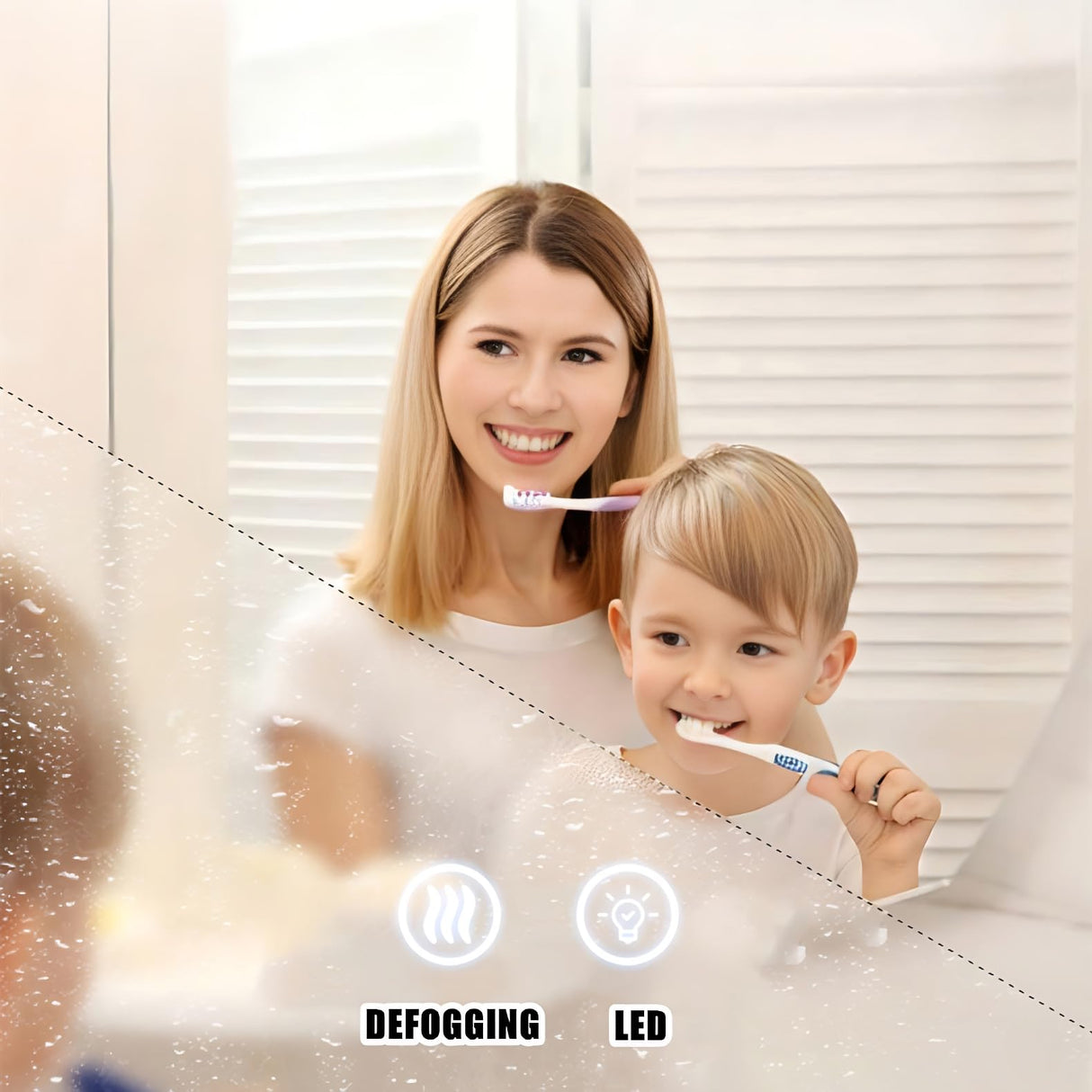 Bathroom Vanity with Sink - Single Sink Solid Wood Bathroom Sink Cabinet, LED Anti-Fog Mirror, Floating Vanity with Ample Storage, Easy Assembly, Modern Elegant Design, Wall Mount Installation (60") ZGNBSD