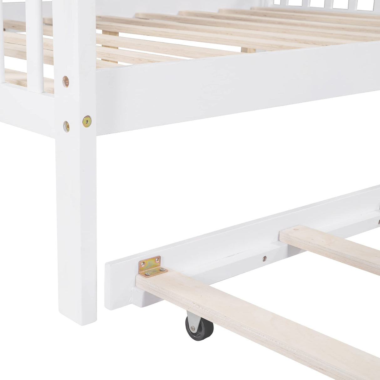 Harper & Bright Designs Full Size House Bed with Trundle, Wood Full House Bed Frame with Shelf Compartment, Full House Bed for Kids with Roof for Girls, Boys,No Box Spring Needed, White Harper & Bright Designs