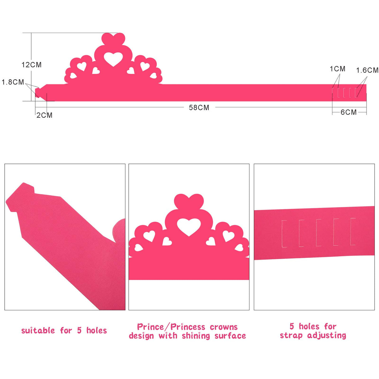 Outus Princess Prince Crown Tiara Craft Kits Paper Party Crown Hats DIY Birthday Party Decoration Favor Supplies for Adults Outus