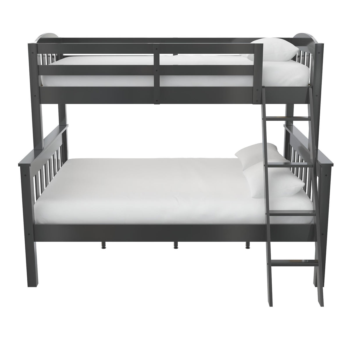 DHP Airlie Convertible Wood Bunk Bed, Stackable and Detachable Bed Frames for Kids and Teens, with Angled Ladder, High Guardrail, Wood Slats, No Boxspring Required, Twin-Over-Full, Slate Gray DHP