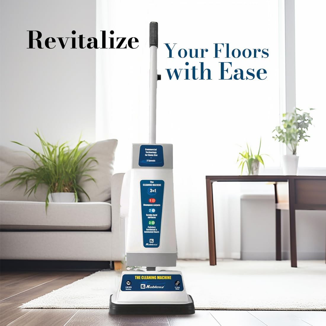 Koblenz Shampooer and Polisher Cleaning Machine, Floor Cleaner with 1100-rpm Motor, 5' Power Cord, 120-oz Tank, 2-Speed Settings, Scrubbing Brushes, Lambswool Pads, and Polishing Pads, P-820 B Koblenz