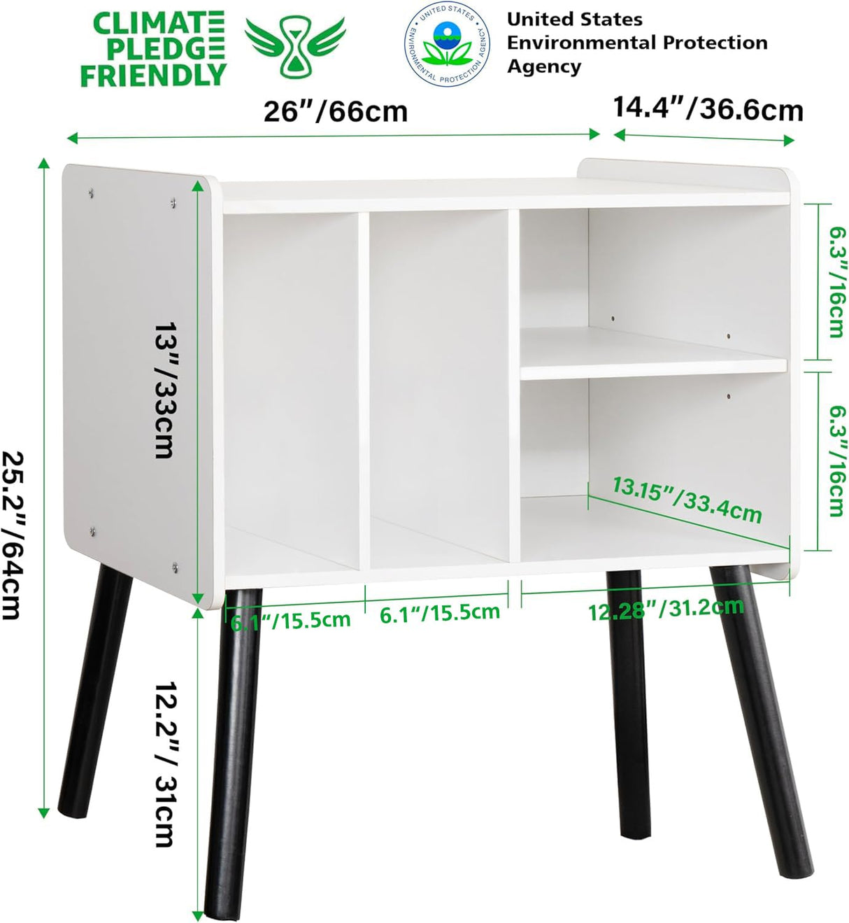 UODERS Record Player Table, Mid-Century Record Player Stand with Vinyl Storage Hold Up to 150+ Albums, Vinyl Record Cabinet with Adjustable Shelves, Wood Turntable Stand for Music Living Room (White) UODERS