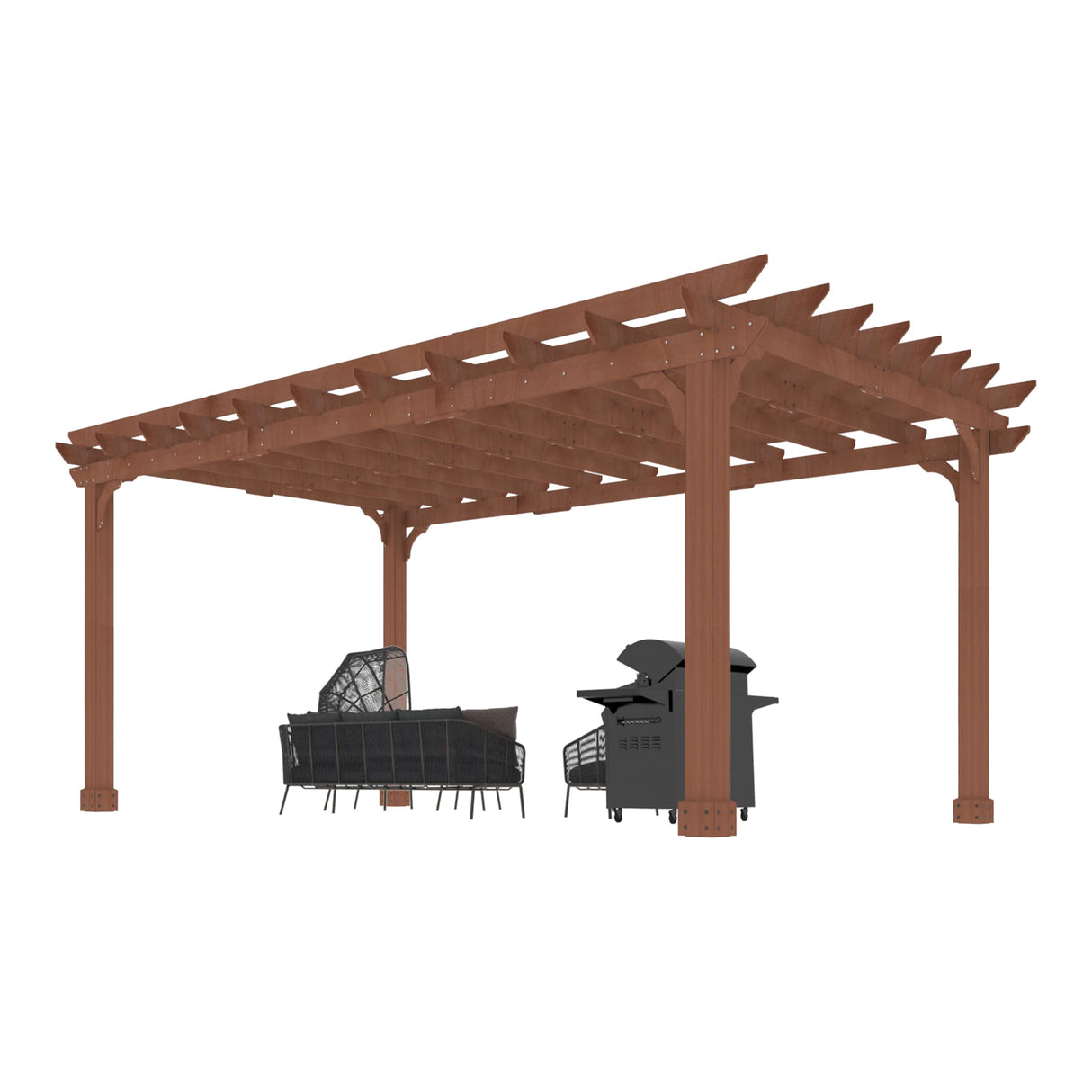 Yardenaler 12 x16 FT Wooden Pergola, Cedar Wood Gazebo with Flat Roof, Outdoor Garden Shelter with Stakes Included, Patio, Deck, Backyard, Lawn Yardenaler