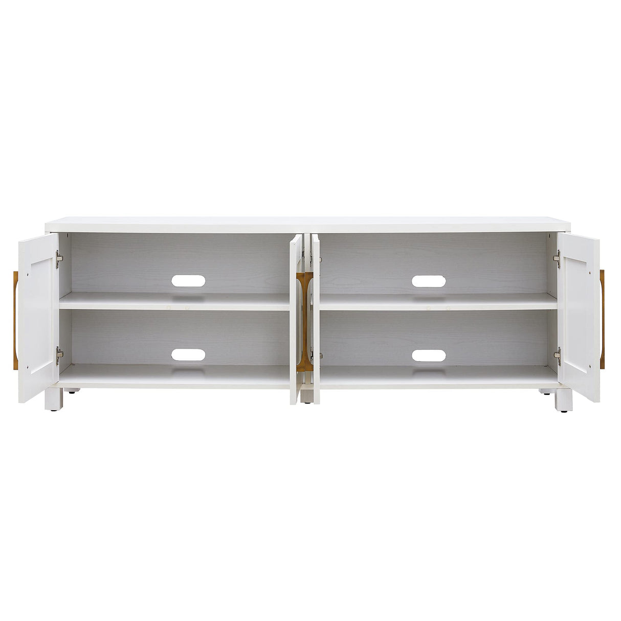 Henn&Hart Rectangular TV Stand for TV's up to 80" in White, TV Stands for the Living Room Henn&Hart