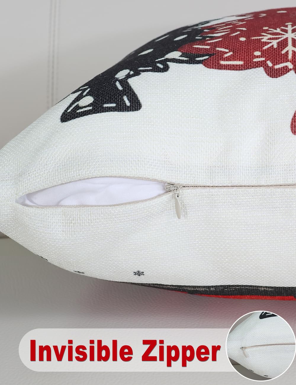 Double-Sided Print Christmas Pillow Covers 18''x18'', Set of 4, 8 Christmas Patterns Christmas Tree, Snowman, Snowflakes, Merry Christmas, Deer, Santa Claus,Truck, Let It Snow, Soft Linen Material TOYPOPOR