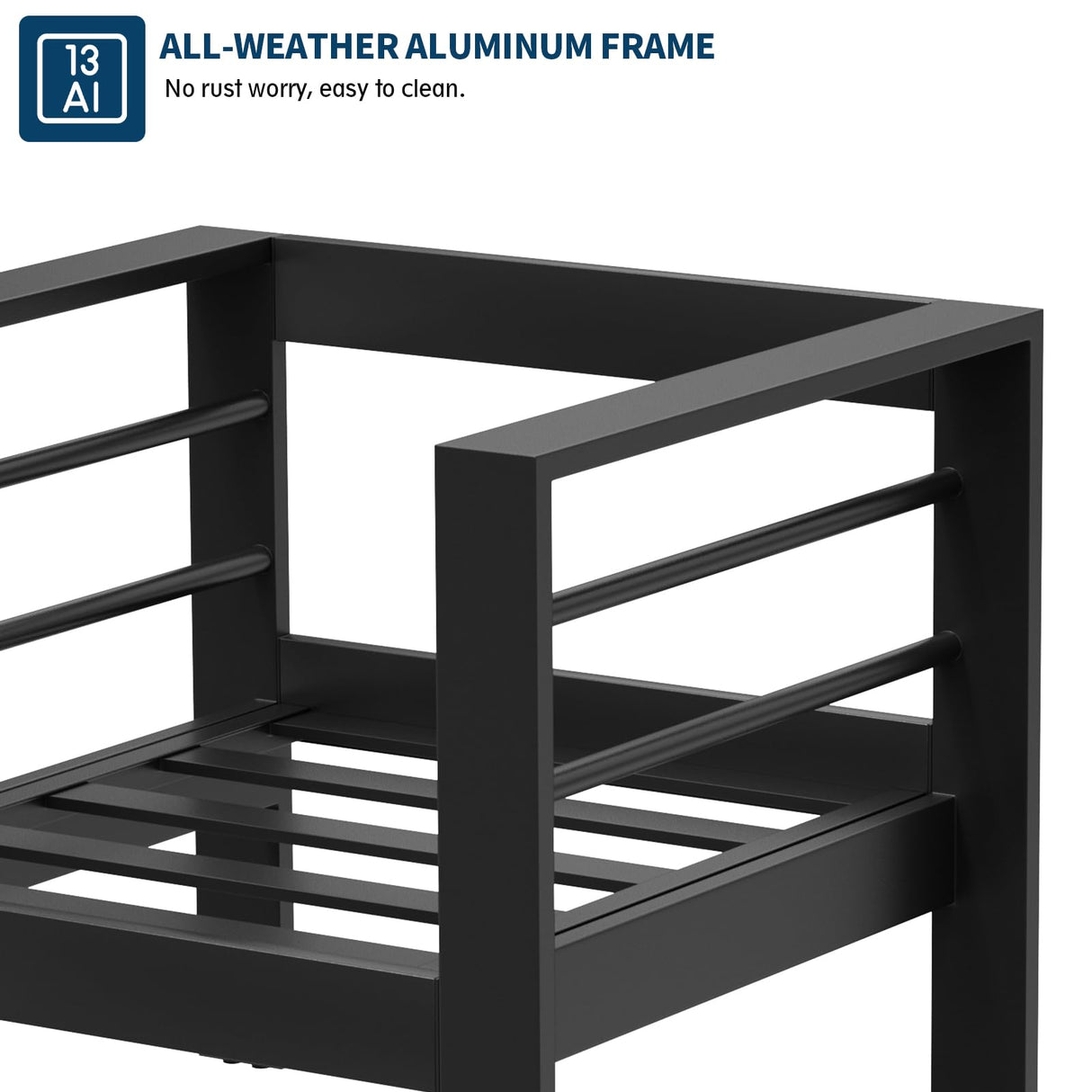 UDPATIO Aluminum Patio Chairs Outdoor Patio Furniture, 2 Pieces Aluminum Outdoor Couch Armchair with 5" Thick Cushion and Waterproof Cover UDPATIO