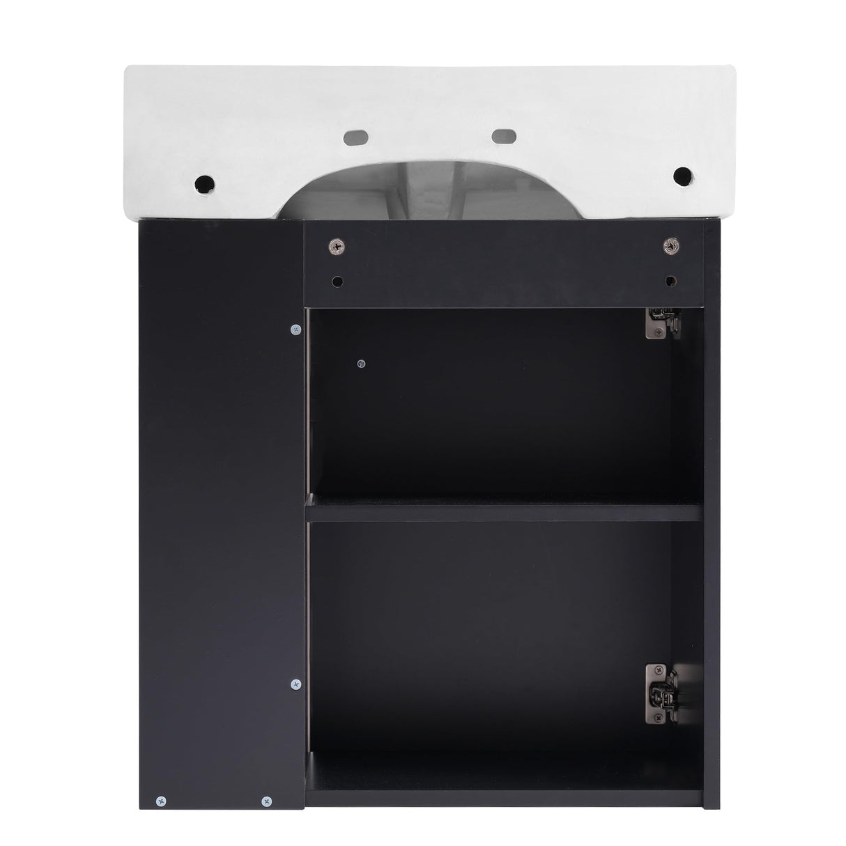 Merax 20" Bathroom Vanities with Sink Top, Wall Mounted Floating Sink Cabinet, Bathroom Cabinet with Doors & Side Storage, Soft-Close System, Black Merax