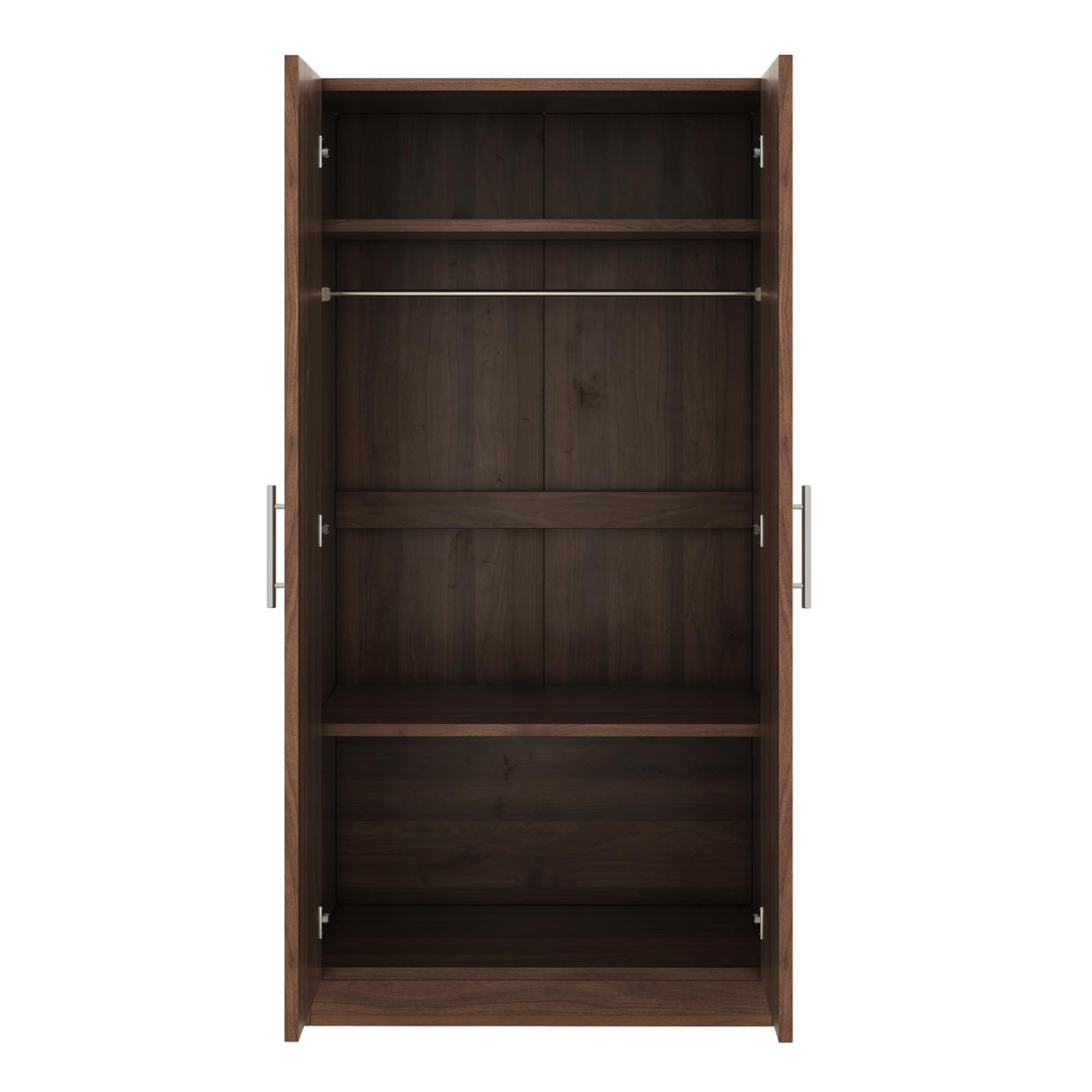Armoire Wardrobe Closet with 2 Doors, 67.3" H Armoire with Shelves, Wooden Wardrobe Closet for Hanging Clothes, Bedroom Armoires Storage Cabinet with Hanging Rod, Brown cloblane