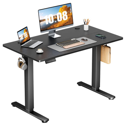 Sweetcrispy Electric Standing Desk Adjustable Height, 40x24 Inch Sit Stand Up Home Office Desks Computer Workstation PC Work Table with 3 Memory Preset Splice Wood Board Metal Frame, Black