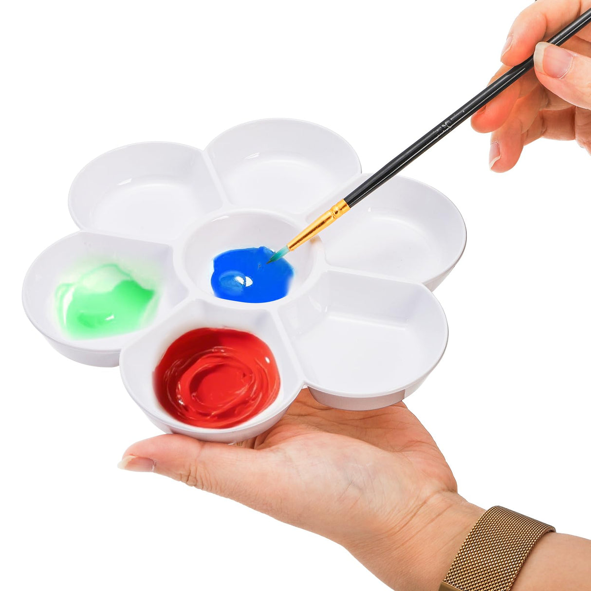 ZENFUN 15 Pack Paint Tray Palettes with 7 Wells, White Plastic Paint Mixing Tray Watercolor Painting Dish for Oil Art, Gouache, Kids Adults Painters, Easy to Clean ZENFUN