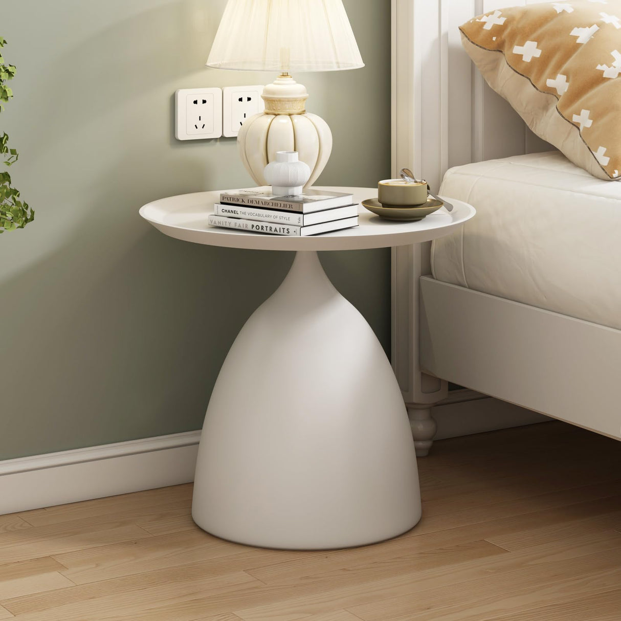 Nesting Tables, White Side Tables, Modern End Tables for Living Room Nesting Coffee Table Set of 2,Console Table Pedestal Tables TDDFLO