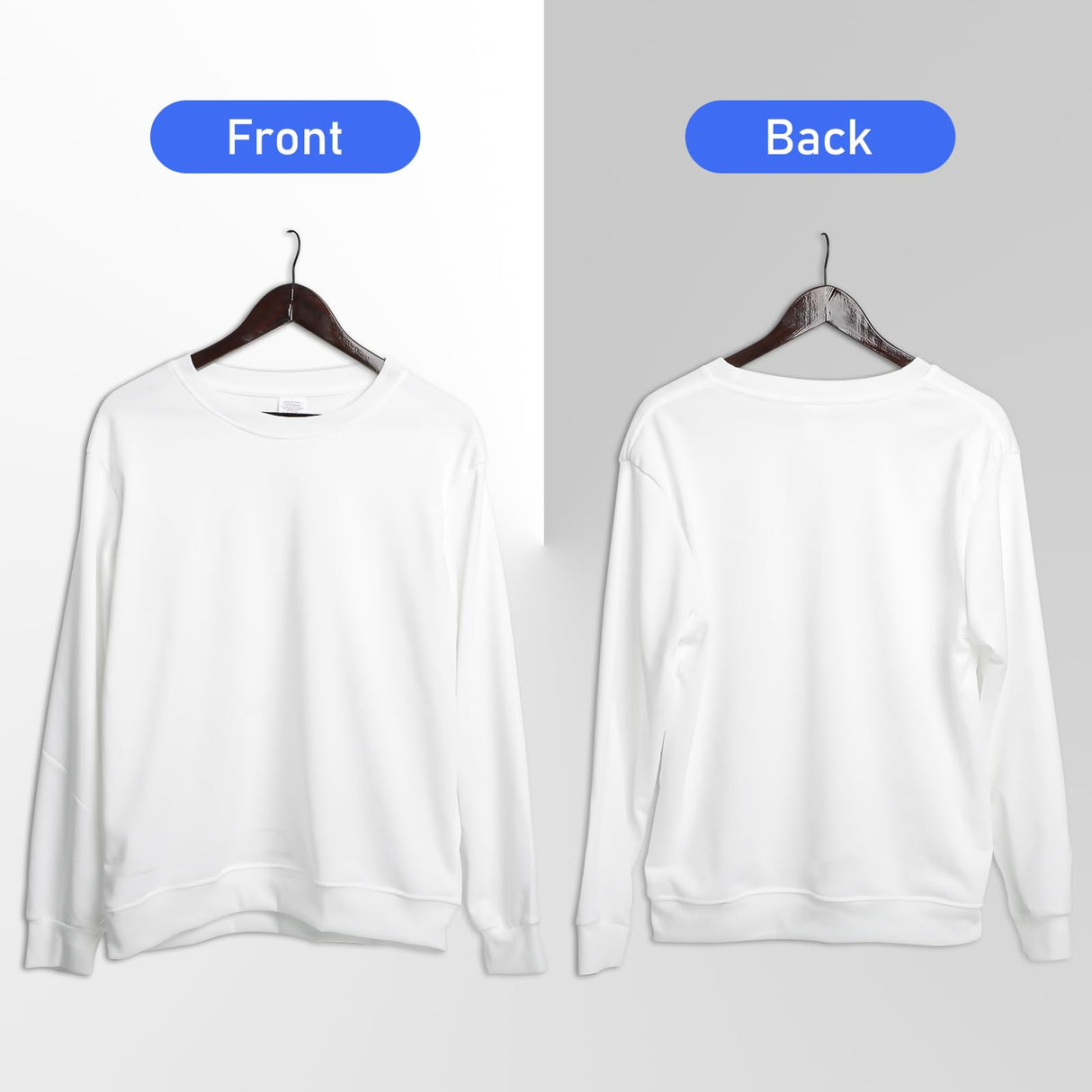 METFUIN 2 Pack Polyester Adult Crewneck Sweatshirt for Sublimation Heat Press White Blank Sweatshirt (Small, White) METFUIN