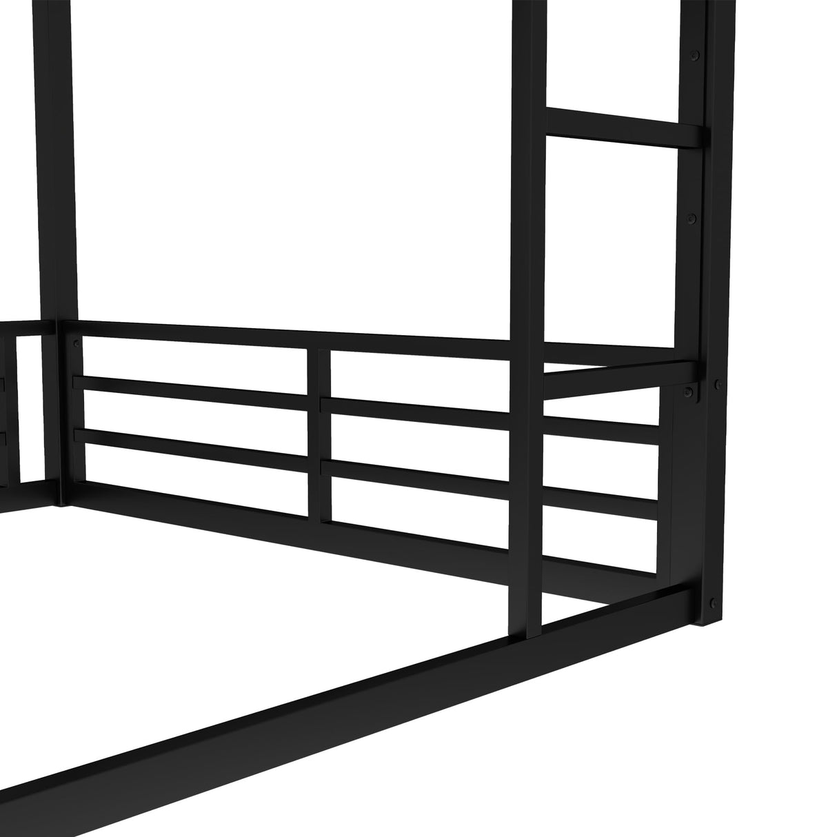 Queen Over Queen Bunk Bed Frame with Noise Reduced Design, Heavy Buty Floor Bunk Bed with Build in Ladder for Adults, Teens, No Box Spring Needed, Not Include Mattres Bellemave