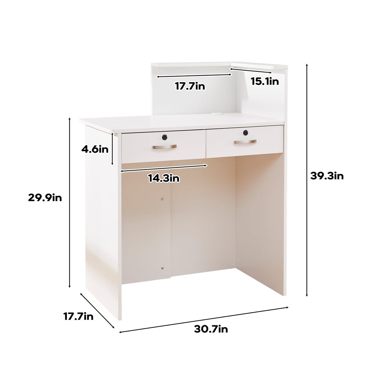 LayBurst Reception Desk with Two Lockable Drawers,Retail Counter with Cable Management Holes,Small Front Desk for Salon Lobby Office Home LayBurst