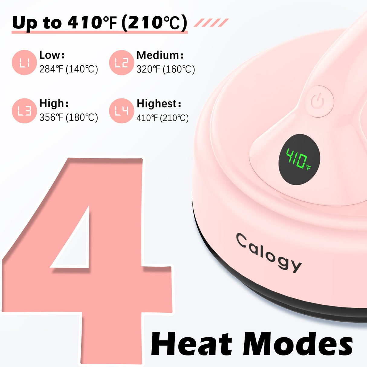 Calogy Mini Heat Press, 5" Diameter Circle Heat Press Machine for T-Shirt Portable, 4 Levels Temp Max 410℉, Small Iron for Crafts, Coaster, Bag, Pillow, Ceramic, Sublimation Ink Heat Transfer (Pink) Calogy