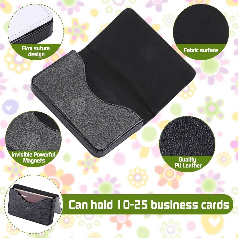 ZUYYON 2 Pcs Sublimation Blank Business Card Holder PU Leather Name Card Case Pocket Heat Transfer Blank Card Carrier Case Wallet with Magnetic Shut for Men Women ZUYYON