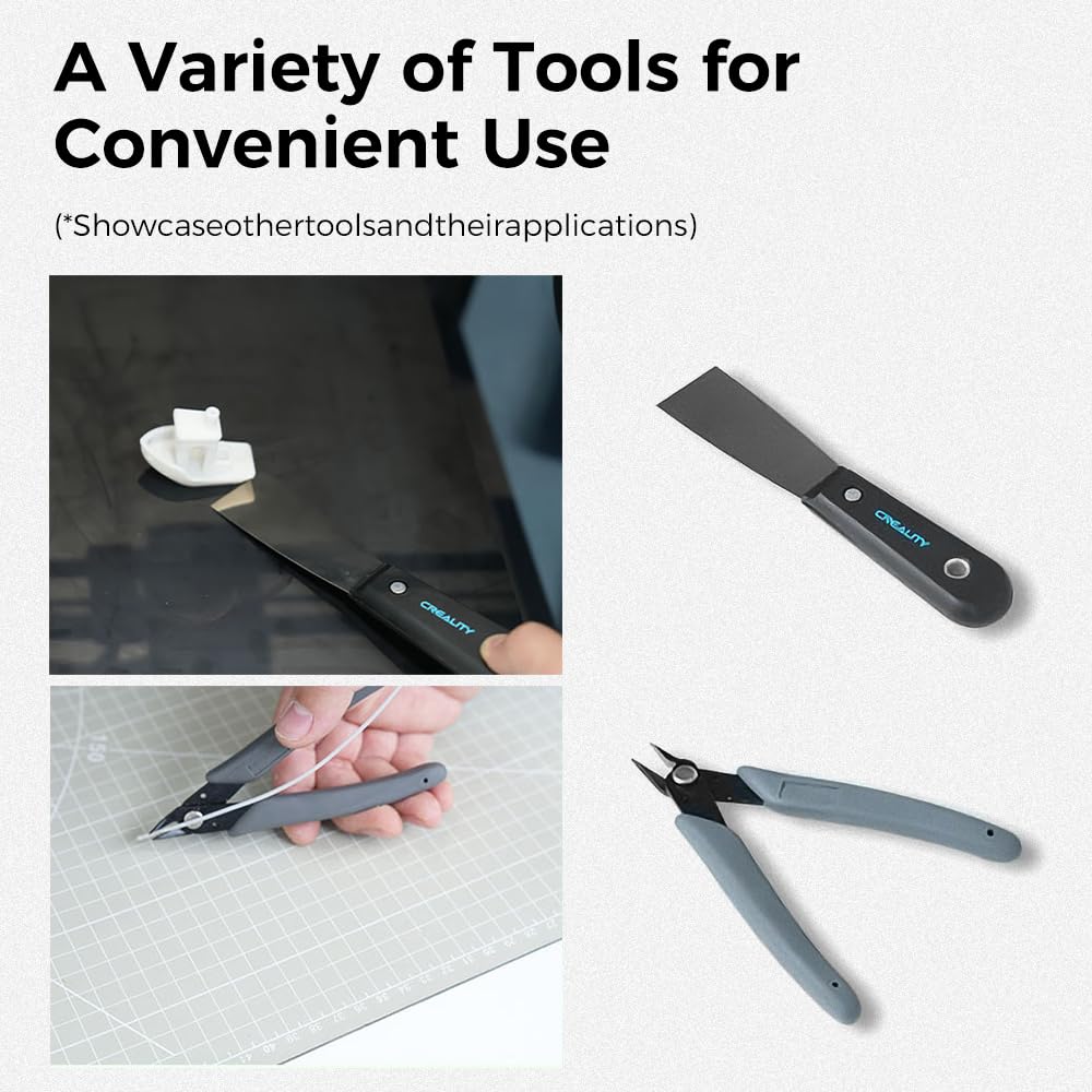 Creality Official 3D Printer Tools Kit, 74 Pcs in 1 3D Printing Tool Wrap Kit Assembly/Removal/Finishing/Deburring/Filament Cutting Tool with Nozzle Cleaning Kit for All FDM Printers Creality