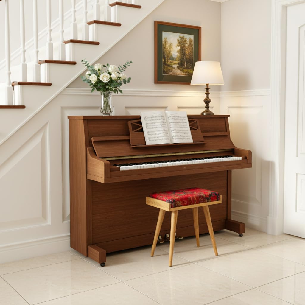 Ultimate Premium Products Walnut Ottoman Stool for Living Room | Versatile as a Piano Bench | Ideal Bedroom Bench | Functional Footstool Bench | Oriental Ultimate Premium Products