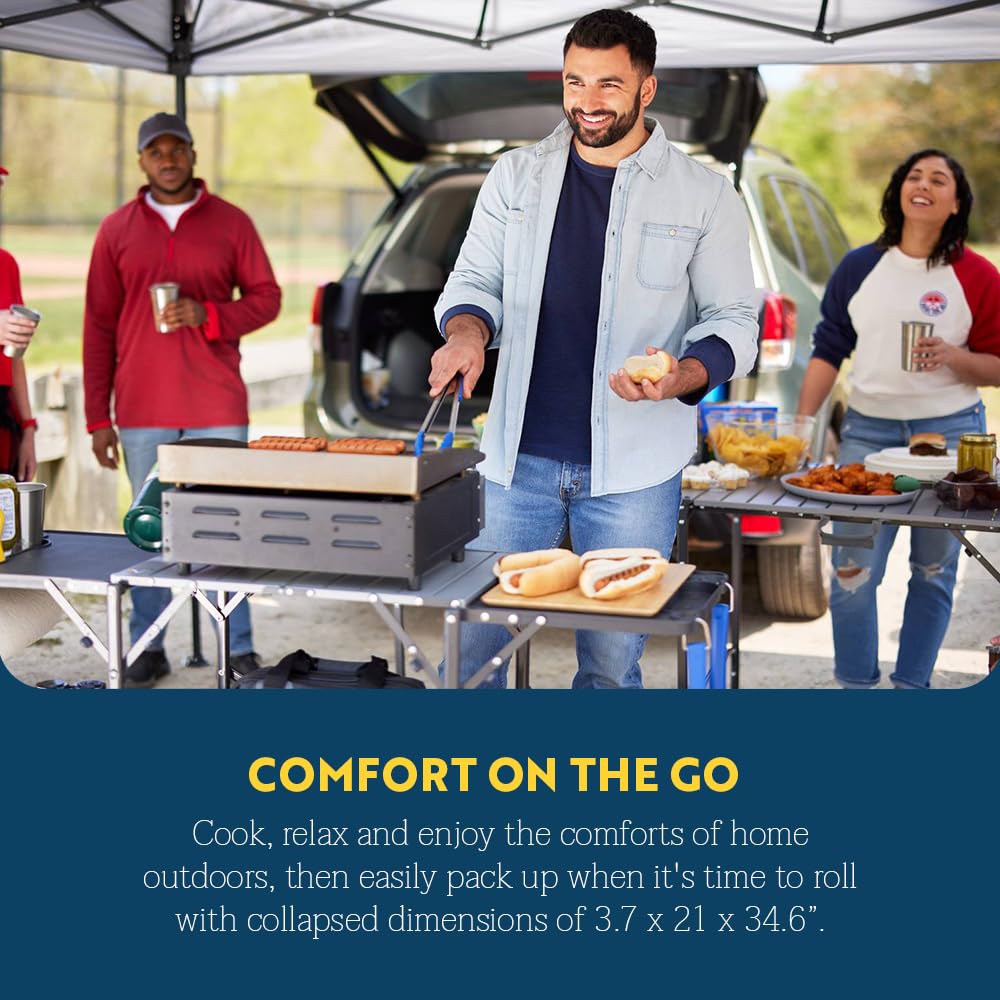 GCI OUTDOOR Slim-Fold Cook Station | Portable Folding Kitchen Table with a Heat Resistant Tabletop, 4 Side Tables & Storage Rack, Perfect for Picnics & Camping Trips GCI Outdoor