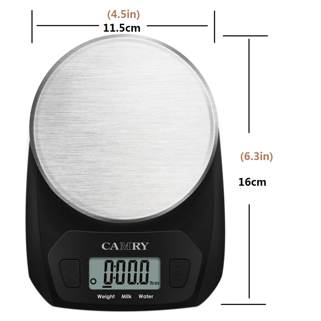 CAMRY Food Scale Portable Kitchen Scales Digital Weight Grams and Ounces Stainless Steel Panel for Baking Cooking Weight Loss, Accurate Bread Coffee Scale, 1g Increment Tare Function Small Size, Black CAMRY