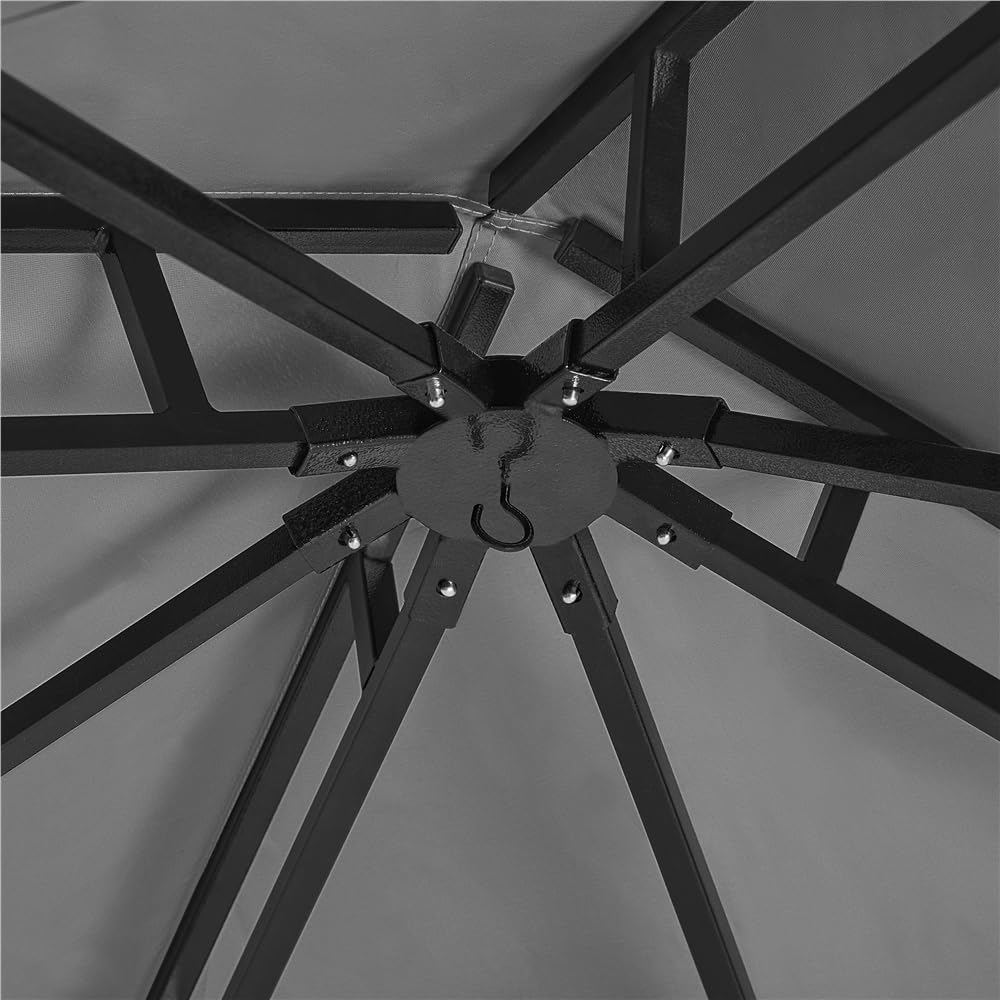 Yaheetech Gazebo for Patios - 11x11ft Outdoor Powder-Coated Steel Frame Gazebo, Double Roofs Grill Shelters BBQ Pavilion for Lawn/Backyard/Garden/Deck, Dark Gray Yaheetech