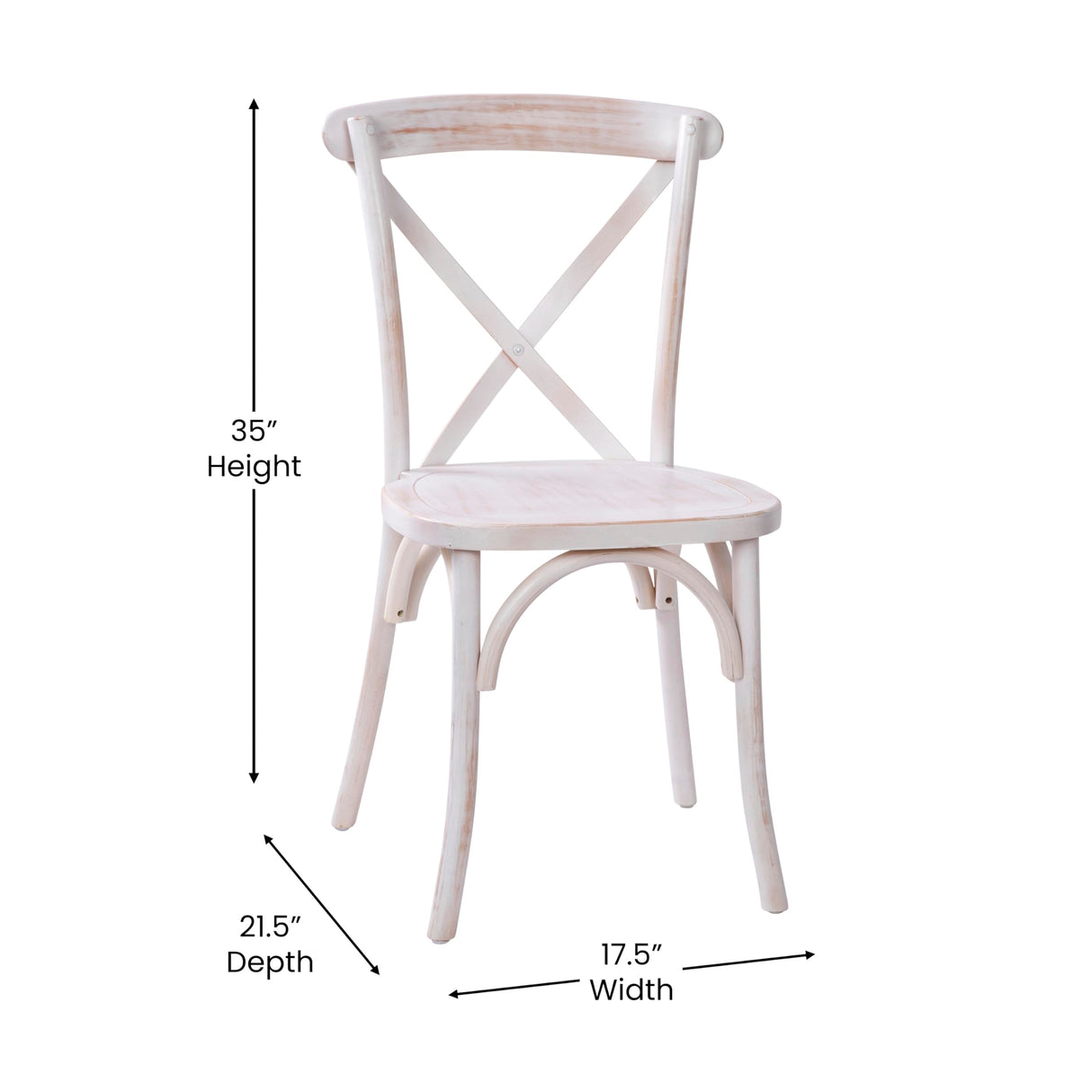 Merrick Lane Bardstown Bistro Style Wooden Dining Chair - Lime Wash - High X-Back Merrick Lane