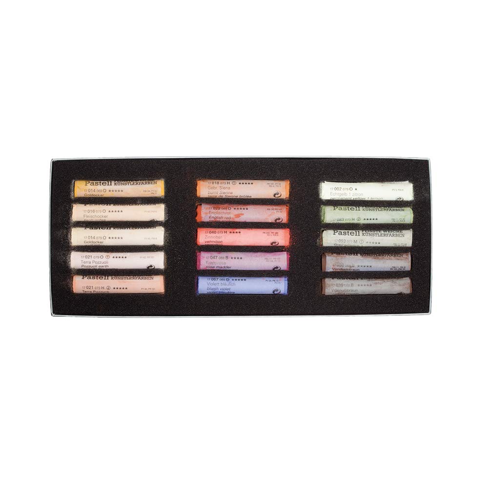Schmincke - Pastels, 15 colors"Portrait", 77 415 097, boxed set with 15 pastels, handmade pastels, brilliant, velvety matt, highly lightfast colors Schmincke