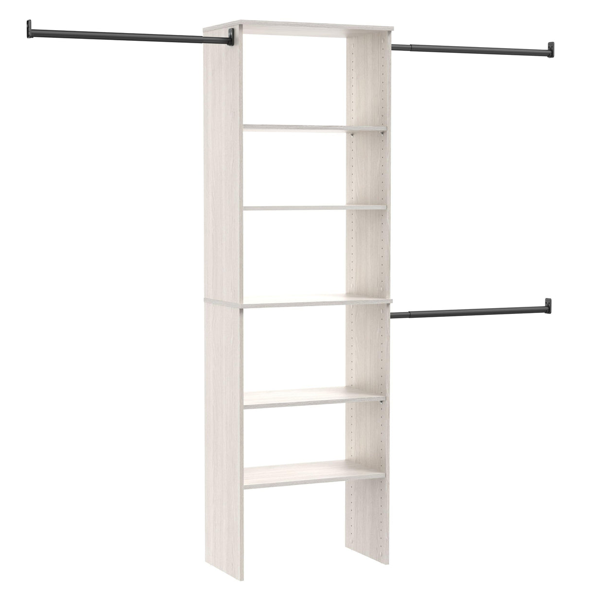 ClosetMaid SuiteSymphony Wood Closet Organizer Kit with Tower, (3) Hang Rods, (5) Shelves (2-Adjustable), Fits Spaces 5-10 ft. Wide, White Timber ClosetMaid