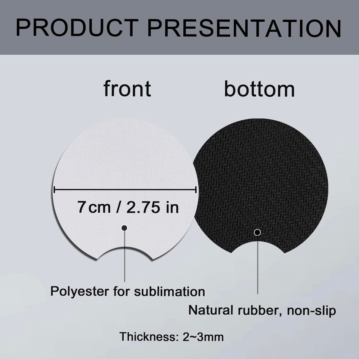 48 PCS Sublimation Coasters Blanks Bulk, 2.75 in Circular Opening Blanks Sublimation Car Coasters for Sublimation DIY Crafts Painting Heat Transfer OKBA