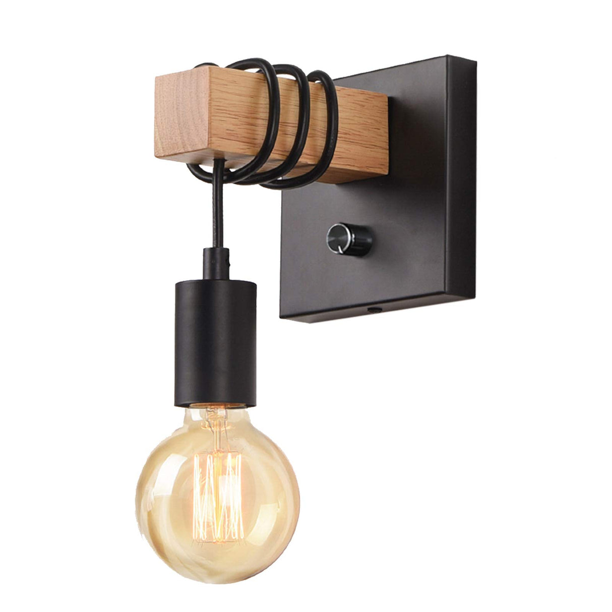 Lightess Black Wall Sconces Dimmable, Edison Wall Light with ON/Off Dimmer Switch, 1-Light Industrial Farmhouse Wall Lamp for Barn Kitchen, Living Room, LG9928784 Lightess