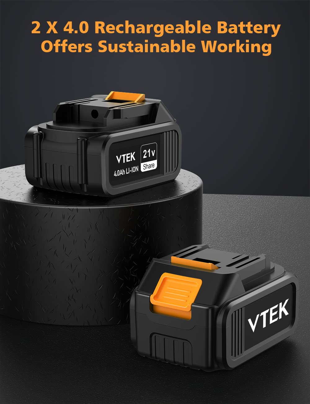 VTEK Brushless Impact Wrench 1/2 Inch Cordless Impact Wrench,Max Torque 700N.m Impact Gun 515 ft-lbs for Car Tiers VTEK