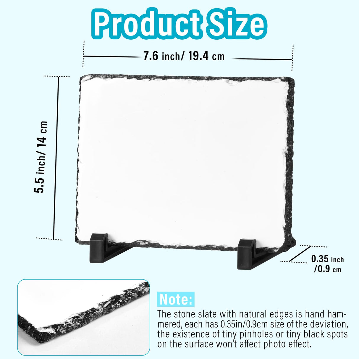 Keepwaters Sublimation Slate Blanks, Sublimate Slates With Display Holder, 6 Pack Square Sublimation Plaque, Heat Thermal Memorial Slates Rock Stone Photo Frame For Desktop Souvenir DIY Picture Keepwaters