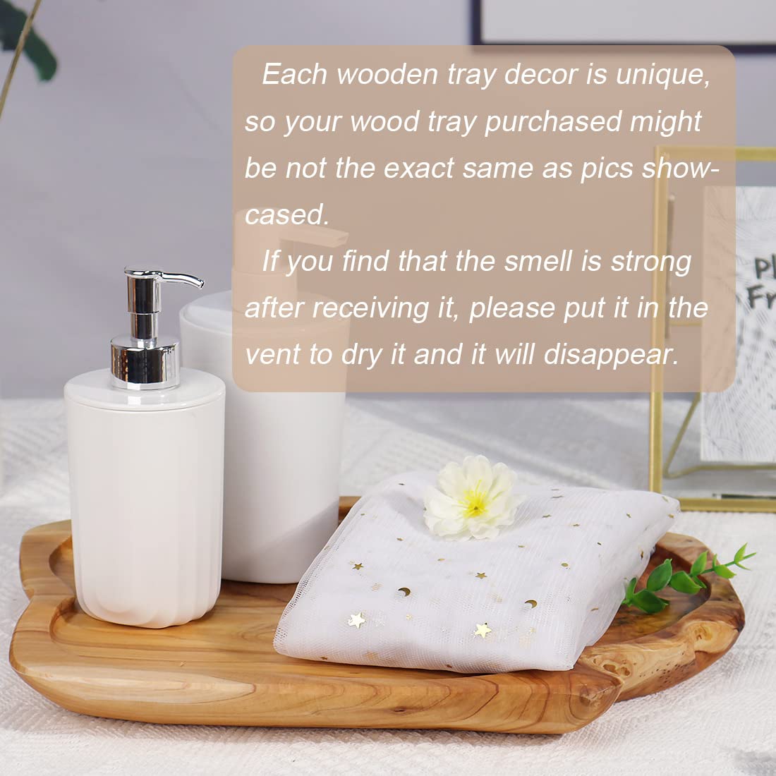 DeziWood Wooden Tray for Decor, Small Wood Serving Tray, Rustic Wood Decorative Tray, Farmhouse Candle Holder Decorative Tray for Home Decor, 13x9.8x1.5 Inch DeziWood