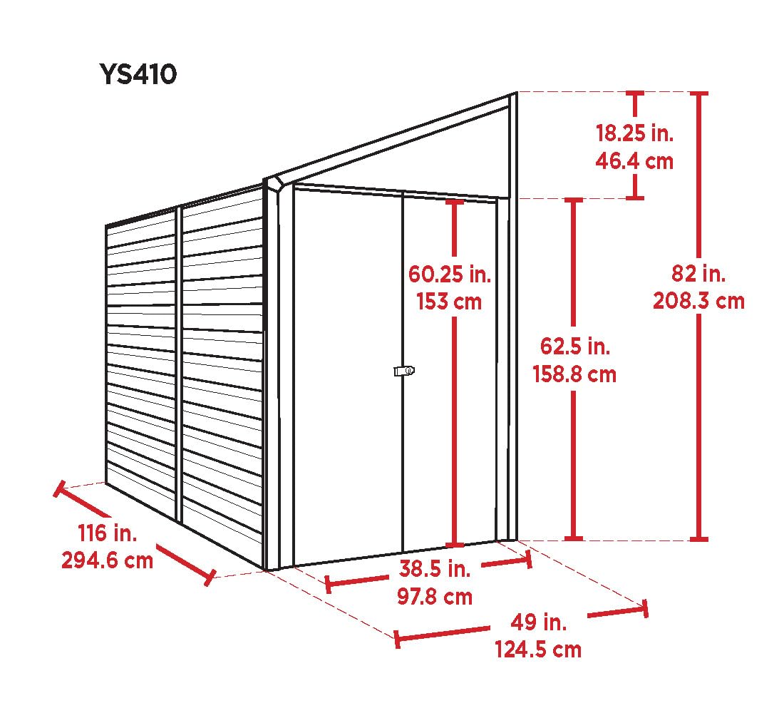 Arrow Yardsaver 4' x 10' Galvanized Steel Outdoor Storage Shed with Sloped Roof and Double-Door Entry, UV-Resistant Steel Floorless Compact Storage Shed, Charcoal Arrow