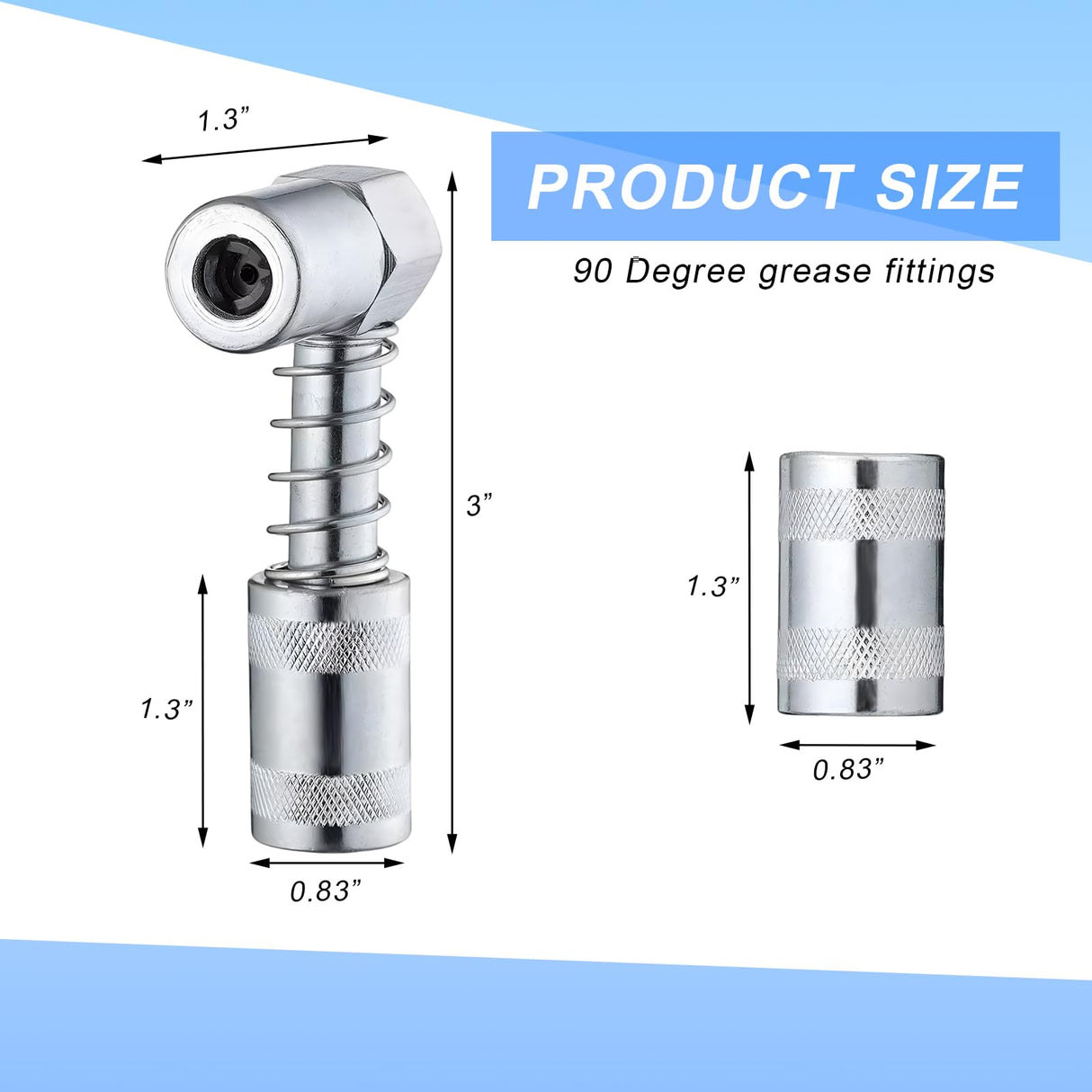 Wevdn 90 Degree Grease Coupler Adapter, Sturdy Steel Grease Coupler Adapter with Sleeves for Tight Spaces, Grease Gun Lubrication Tool for Car Farm Truck Industrial Use (Big Sleeve) Wevdn