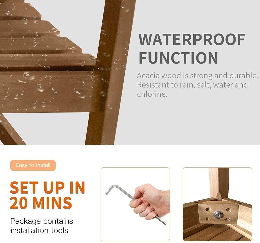 Natural Acacia Wood Outdoor Bench with Armrests – Ergonomic 2-Seater Patio Chair PayLessHere