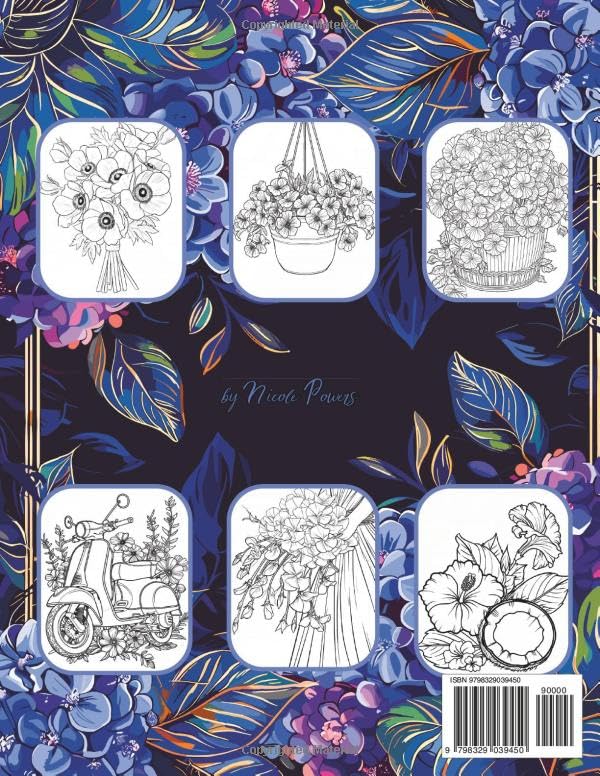 Flowers: Stress Relief Coloring Book for Adults and Teens WoodArtSupply
