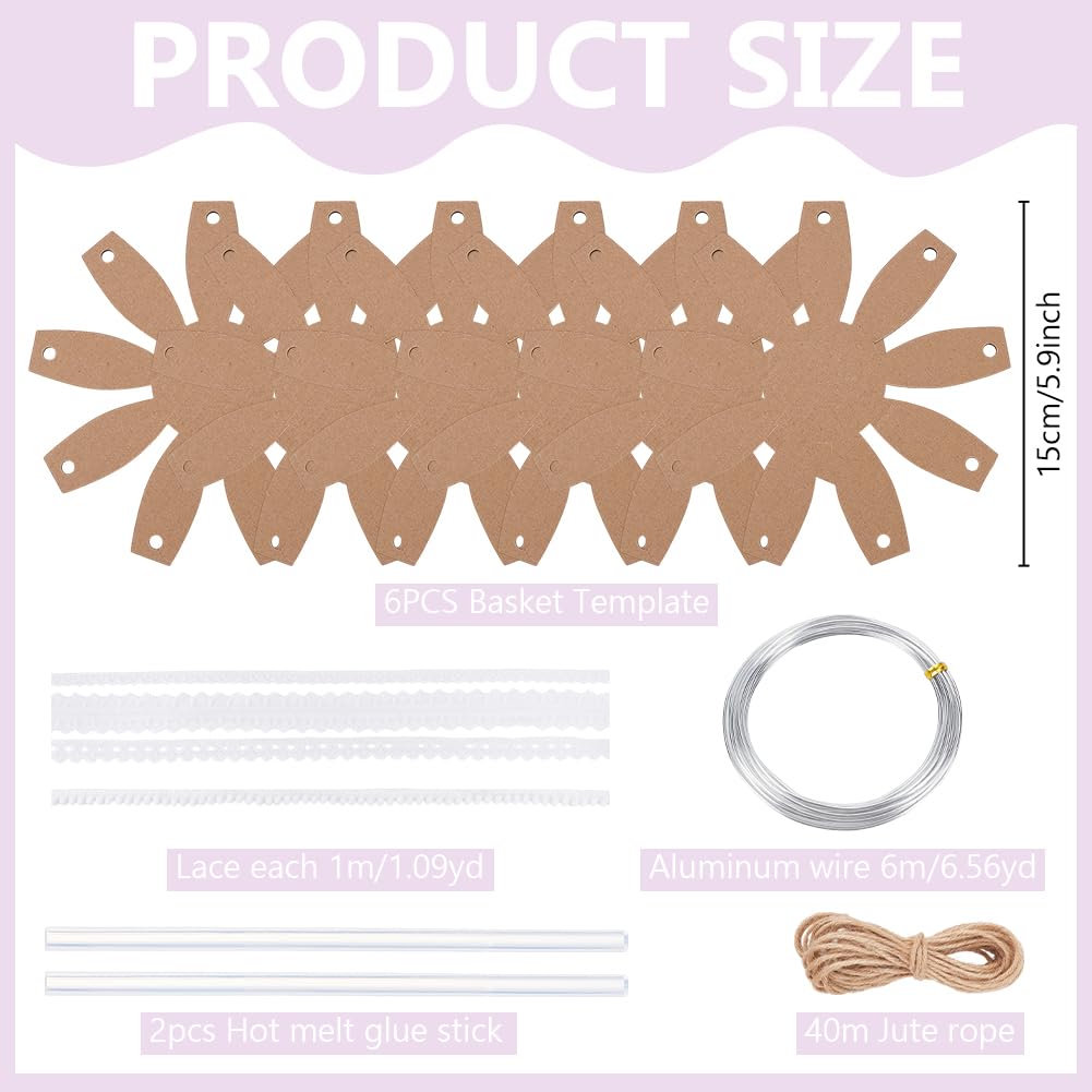 FREEBLOSS 6 Set DIY Woven Basket Making Kit for Beginners Wicker Basket Weaving Supplies Multifunctional Hand-Woven Storage Box for Easter Decor FREEBLOSS