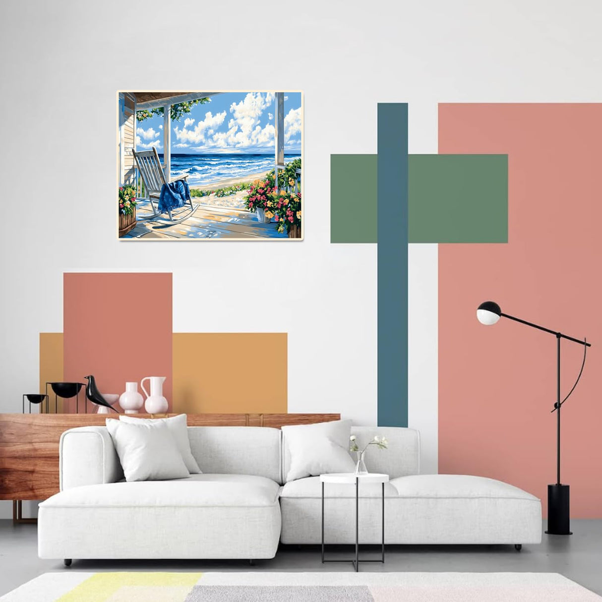 Beach Paint by Numbers Kit for Adults Beginner Landscape Oil Painting Kit Adult Paint by Number Kits on Canvas Ocean DIY Painting for Beginners Art by Numbers for Gifts Home Wall Decor 16x20 Inch obterie