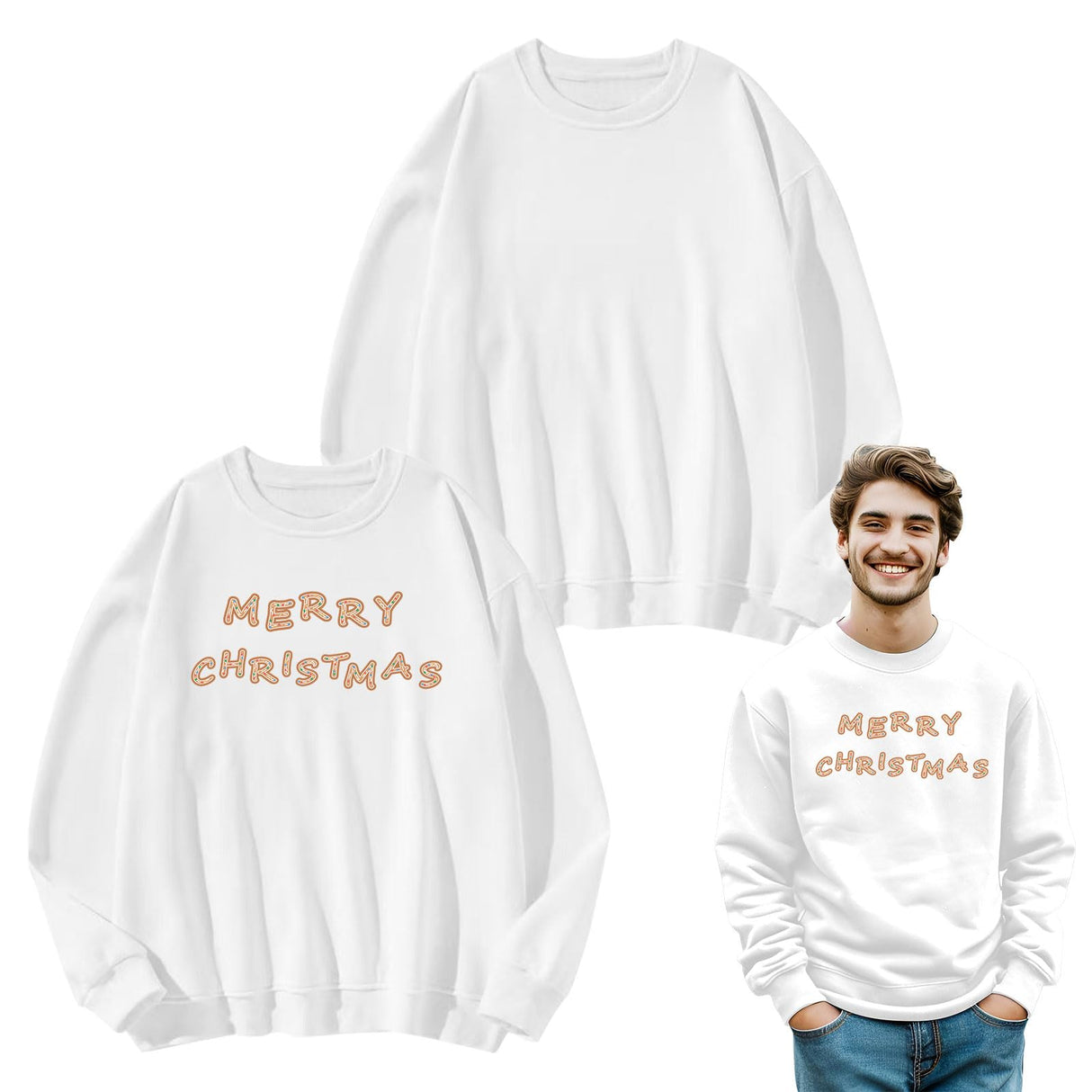 AiDiYGECO 2pcs sublimation crew neck sweatshirt white polyester crewneck sweatshirts hoodies men AiDiYGECO