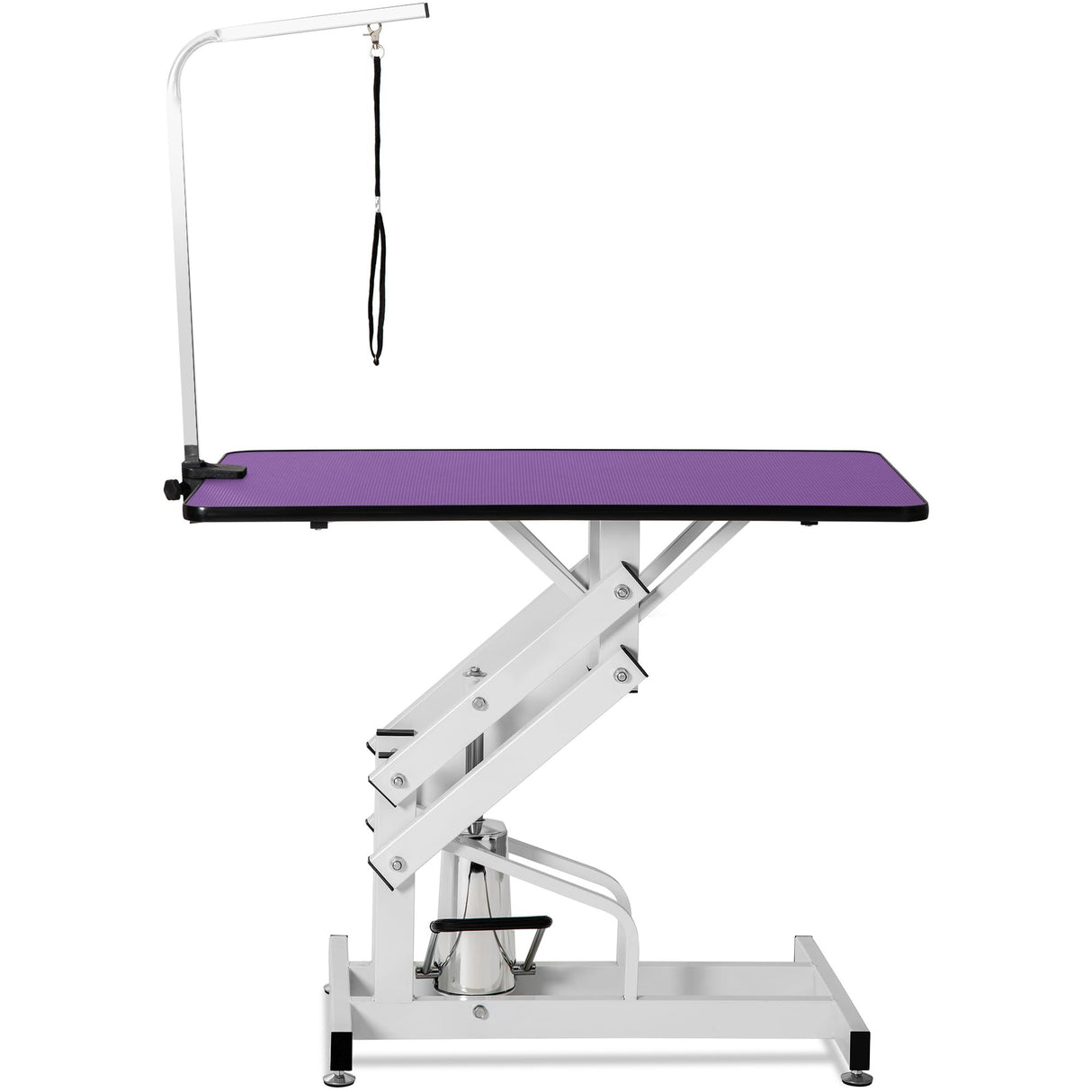 TRODEP 42.5" Hydraulic Dog Grooming Table for Large Dogs Heavy Duty Height Adjustable Dog Grooming Table with Overhead Arm & Noose Height Range 21-36 inch Purple TRODEP