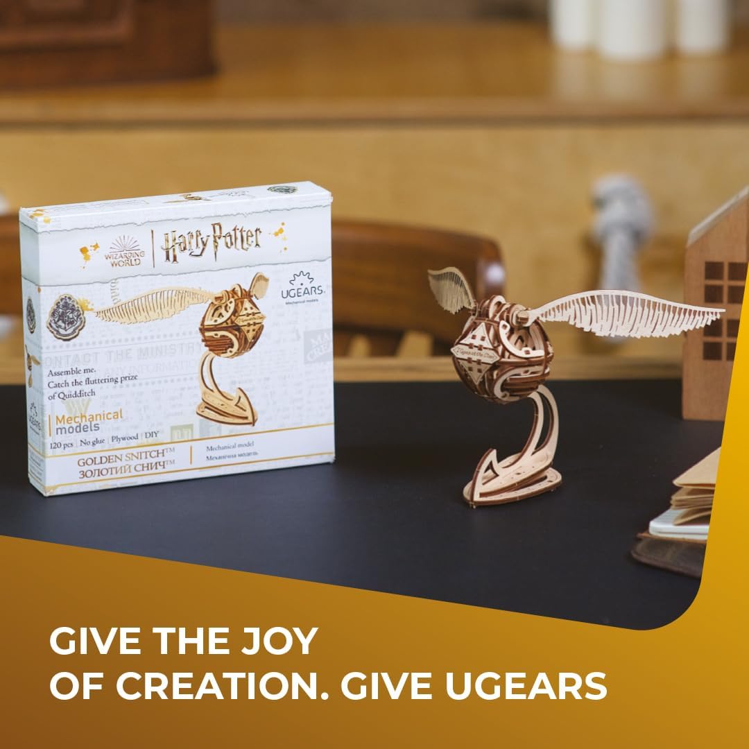 UGEARS Wooden 3D Puzzles for Adults - Harry Potter Golden Snitch Model Building Kits - DIY Kits for Adults - 3D Puzzle Harry Potter Puzzle Set Crafts for Adults - 3D Model Kits for Adults - 120 Pcs UGEARS