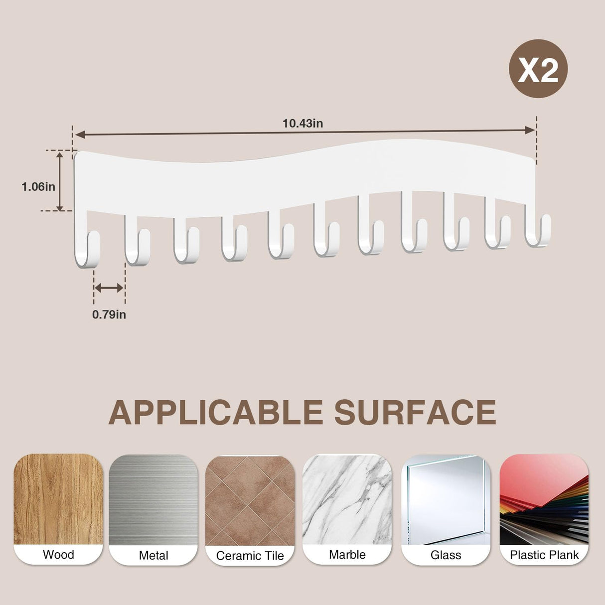 Josmimic Wall Necklace Organizer Holder: Wall Mounted Jewelry Hanging Storage Necklaces Display Hanger White Josmimic